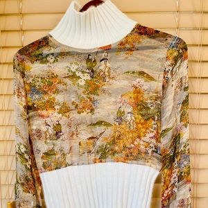 Vintage silk & angora Sharagano Paris blouse